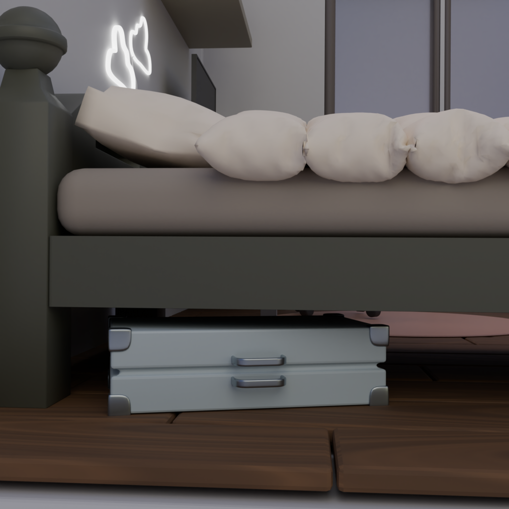 SUITCASE 3D MODEL IN A SWEET 3D ISOMETRIC ROOM